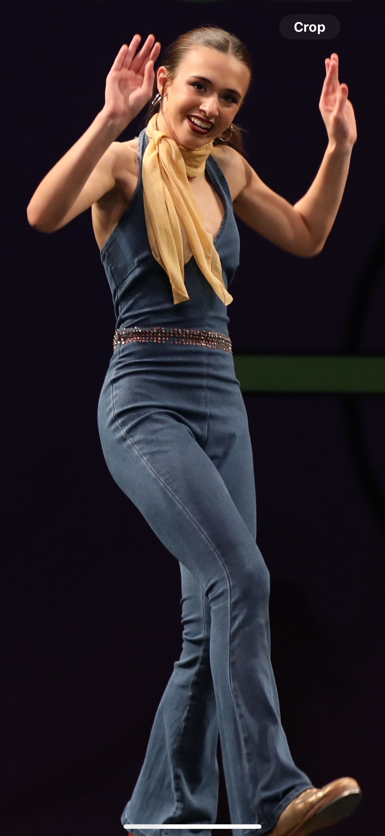 Denim Womens Jumpsuit Costume - Rhinestoned - includes matching scarf