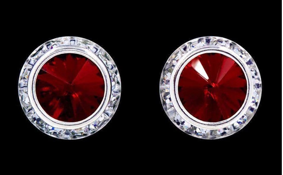 Rhinestone Dance Earrings Dark Red