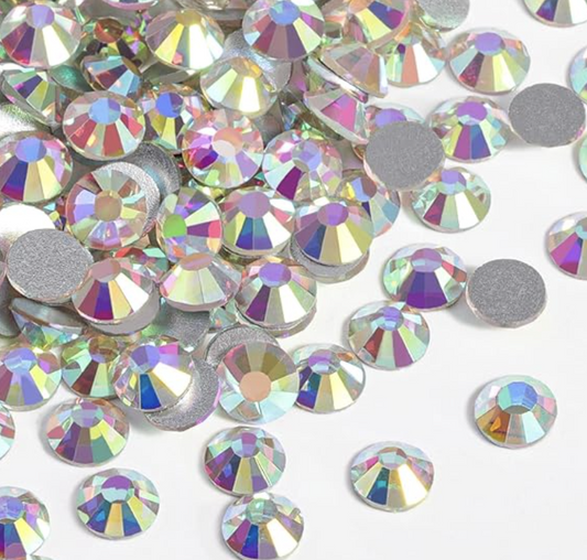 Crystal AB Glass FlatBack Rhinestones