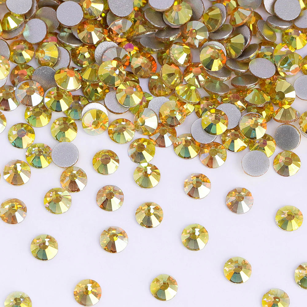 Metal Sunlight Glass FlatBack Rhinestones