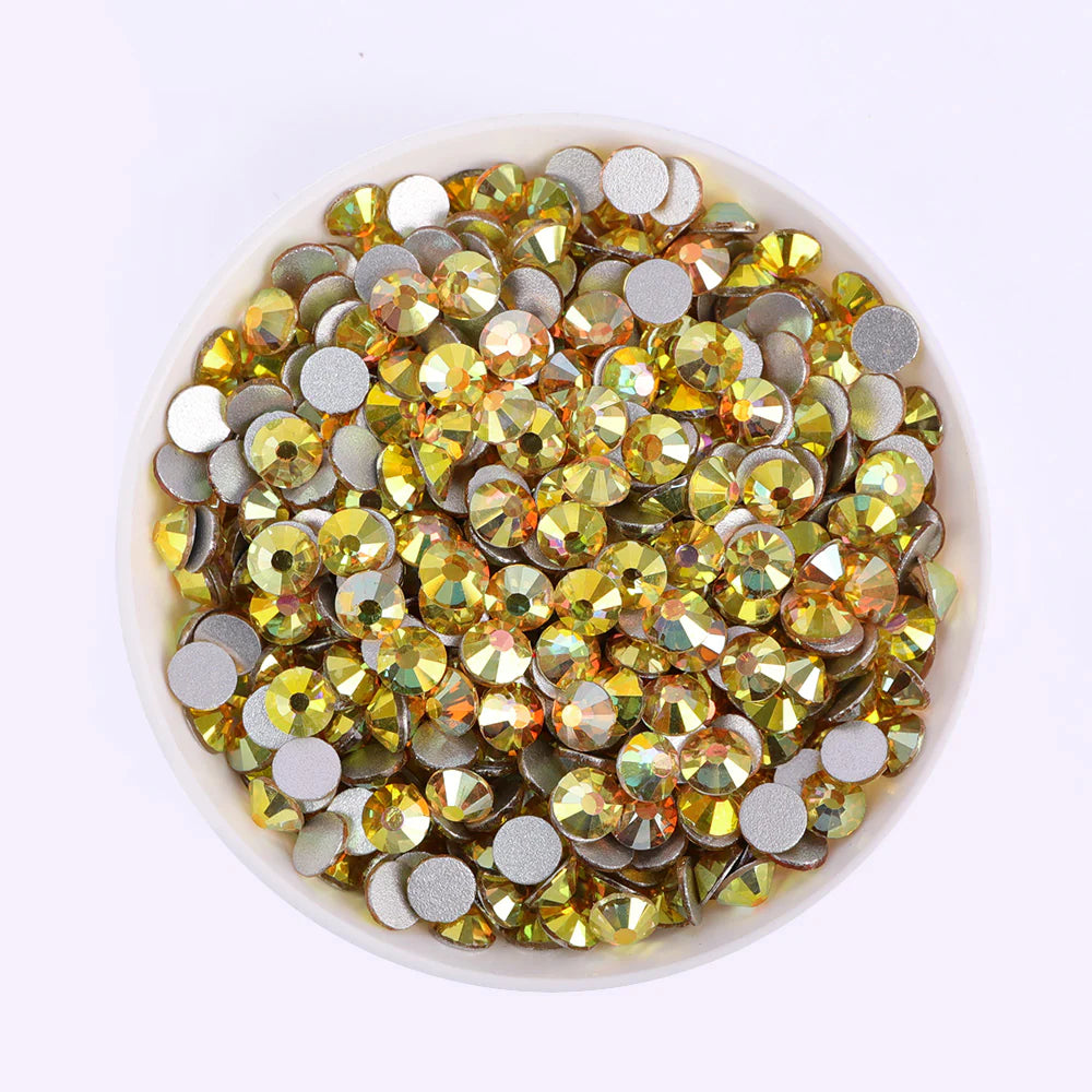 Metal Sunlight Glass FlatBack Rhinestones