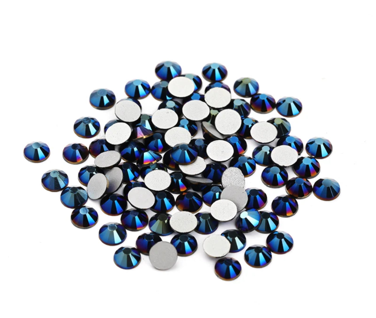 Metallic Blue Glass FlatBack Rhinestones