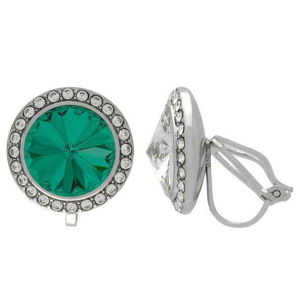 Rhinestone Dance Earrings - Dark Green (Emerald)