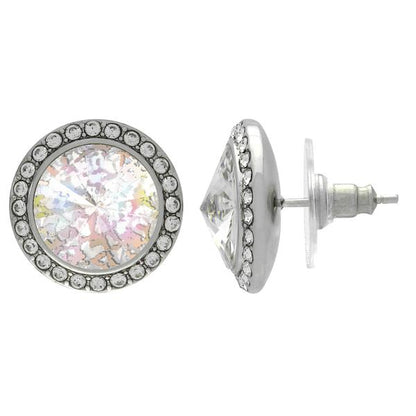 Rhinestone Dance Earrings - Crystal White Patina