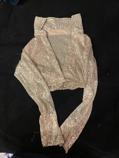 Shimmering Long Sleeve Crop - Jazz Costume Top