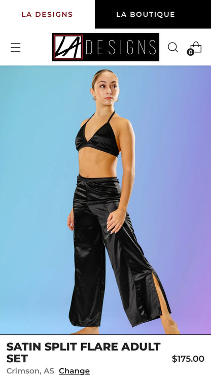 LA Designs Satin Split Flare Set - Adult Sizes - One season