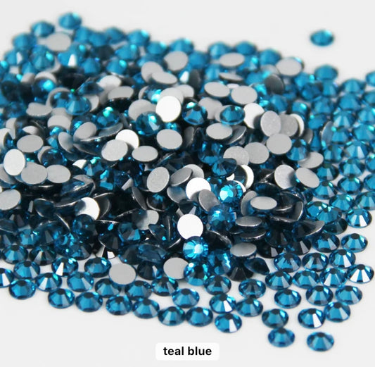 Teal Blue Glass FlatBack Rhinestones