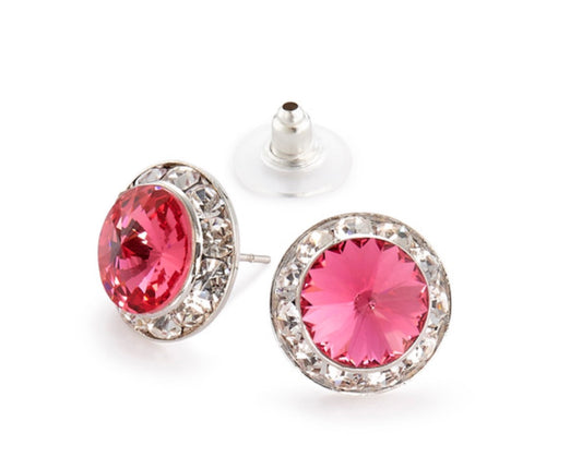 Rhinestone Dance Earrings -Indian Pink