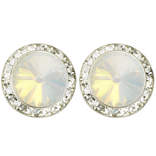 Rhinestone Dance Earrings - White Opal