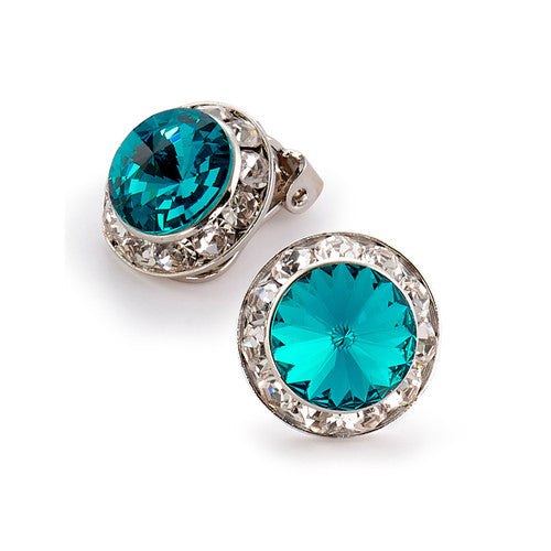 Rhinestone Dance Earrings - Blue Zircon