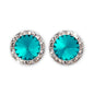 Rhinestone Dance Earrings - Blue Zircon