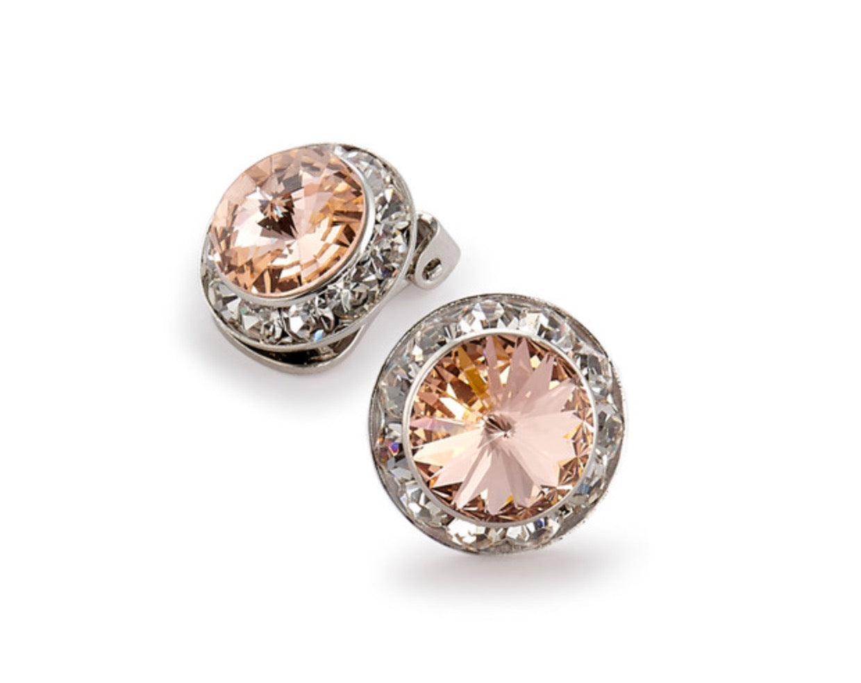 Rhinestone Dance Earrings - Light Peach