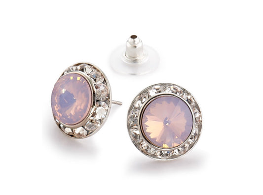 Rhinestone Dance Earrings -Pink Opal