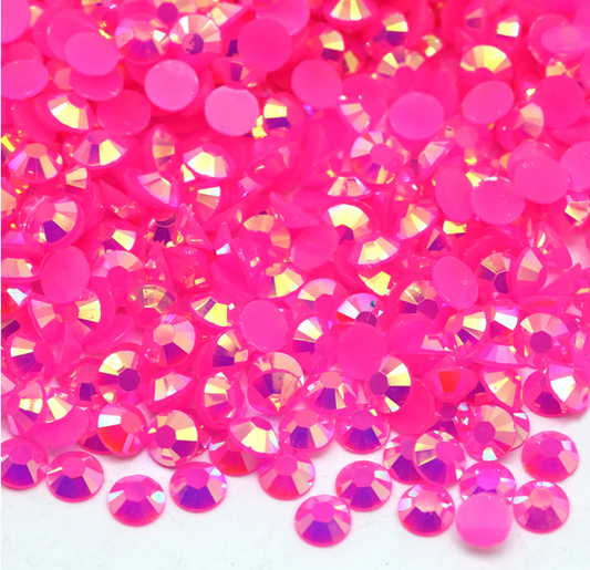 Hot Pink Jelly Rhinestones (glue on) - High Quality