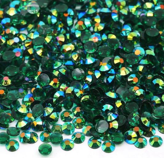 Transparent Dark Green AB Jelly FlatBack Rhinestones