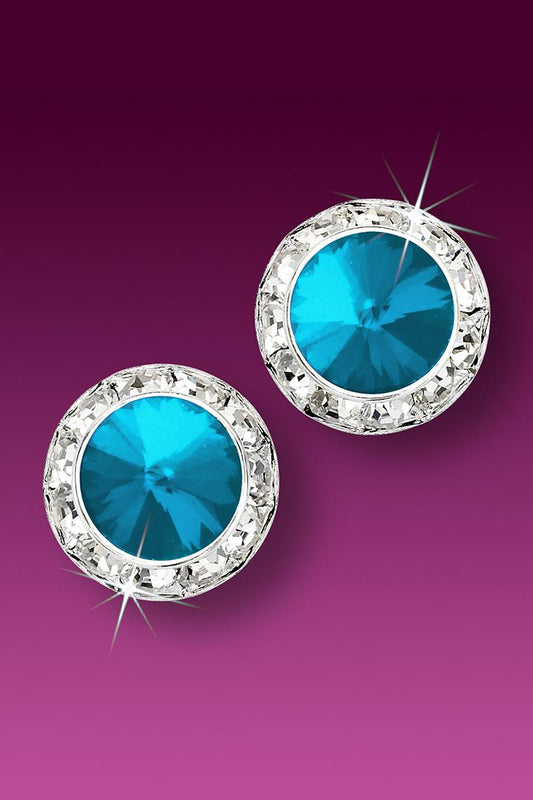 Rhinestone Dance Earrings - Bright Blue