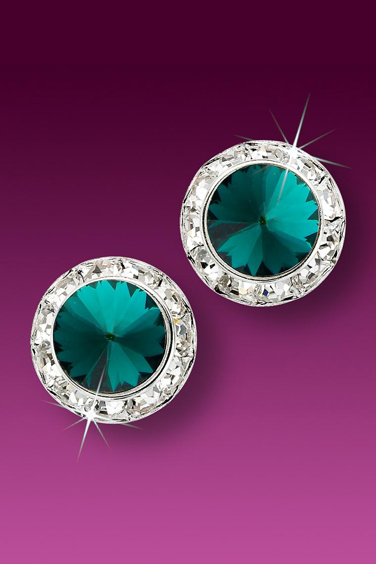 Rhinestone Dance Earrings - Dark Green (Emerald)