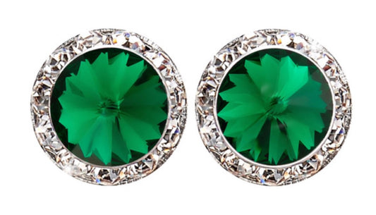 Rhinestone Dance Earrings - Emerald Green