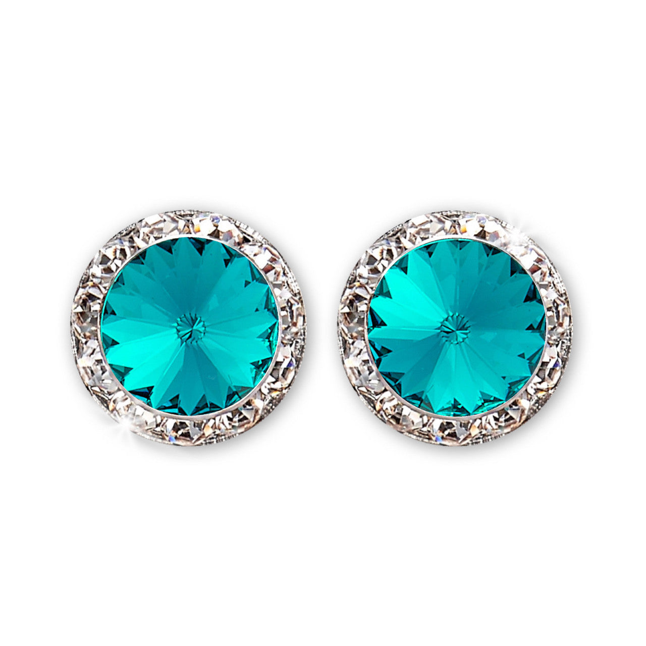 Rhinestone Dance Earrings - Teal (Aquamarine)