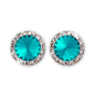 Rhinestone Dance Earrings - Teal (Aquamarine)