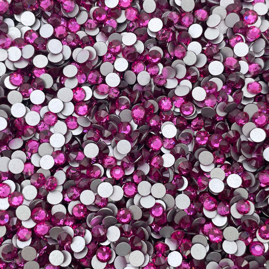 Fuchsia Glass FlatBack Rhinestones